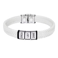 Personalised White Leather Bracelet | Engravd Co | Personalised Jewellery | Bracelets, Necklaces, Cufflinks, Hip Flasks