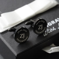Engravd Round Custom Cuff link set: Design 1 | Engravd Co | Personalised Jewellery | Bracelets, Necklaces, Cufflinks, Hip Flasks