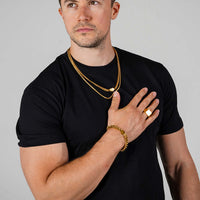 Gold Cuban Link + Rope Chain Stack | Engravd Co | Personalised Jewellery | Bracelets, Necklaces, Cufflinks, Hip Flasks