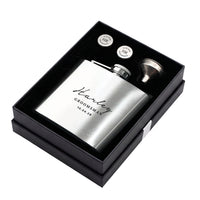 Engravd Hip Flask and Cuff Link Set - Name/Title/Date