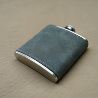 Engravd Grey Leatherette Hip Flask - Personalised Initials and Title | Engravd Co | Personalised Jewellery | Bracelets, Necklaces, Cufflinks, Hip Flasks