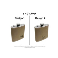 Engravd Light Brown Leatherette Hip Flask | Engravd Co | Personalised Jewellery | Bracelets, Necklaces, Cufflinks, Hip Flasks