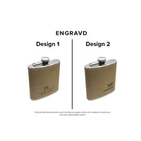 Engravd Light Brown Hip Flask - Personalised Initials and Title | Engravd Co | Personalised Jewellery | Bracelets, Necklaces, Cufflinks, Hip Flasks