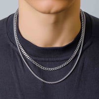 Silver Cuban Link + Rope Chain Stack | Engravd Co | Personalised Jewellery | Bracelets, Necklaces, Cufflinks, Hip Flasks