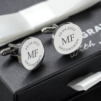 Engravd Round Custom Cuff link set: Design 1 | Engravd Co | Personalised Jewellery | Bracelets, Necklaces, Cufflinks, Hip Flasks