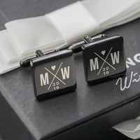 Engravd Square Custom Cuff link set: Design 4 | Engravd Co | Personalised Jewellery | Bracelets, Necklaces, Cufflinks, Hip Flasks