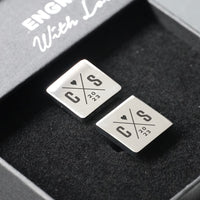 Engravd Square Custom Cuff link set: Design 4 | Engravd Co | Personalised Jewellery | Bracelets, Necklaces, Cufflinks, Hip Flasks