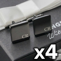 4 x Engravd Square Custom Cuff links : Initial sets | Engravd Co | Personalised Jewellery | Bracelets, Necklaces, Cufflinks, Hip Flasks