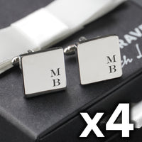 4 x Engravd Square Custom Cuff links : Initial sets | Engravd Co | Personalised Jewellery | Bracelets, Necklaces, Cufflinks, Hip Flasks