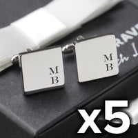 5 x Engravd Square Custom Cuff links : Initial sets | Engravd Co | Personalised Jewellery | Bracelets, Necklaces, Cufflinks, Hip Flasks