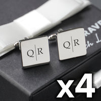 4 x Engravd Square Custom Cuff links : Initial sets | Engravd Co | Personalised Jewellery | Bracelets, Necklaces, Cufflinks, Hip Flasks