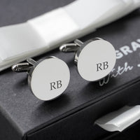 Engravd Round Custom Cuff link set: Design 3 | Engravd Co | Personalised Jewellery | Bracelets, Necklaces, Cufflinks, Hip Flasks