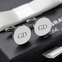 Engravd Round Custom Cuff link set: Design 2 | Engravd Co | Personalised Jewellery | Bracelets, Necklaces, Cufflinks, Hip Flasks