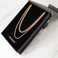 Gold Cuban Link + Rope Chain Stack | Engravd Co | Personalised Jewellery | Bracelets, Necklaces, Cufflinks, Hip Flasks