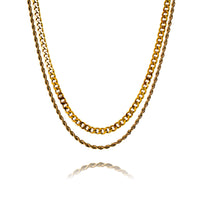 Gold Cuban Link + Rope Chain Stack | Engravd Co | Personalised Jewellery | Bracelets, Necklaces, Cufflinks, Hip Flasks