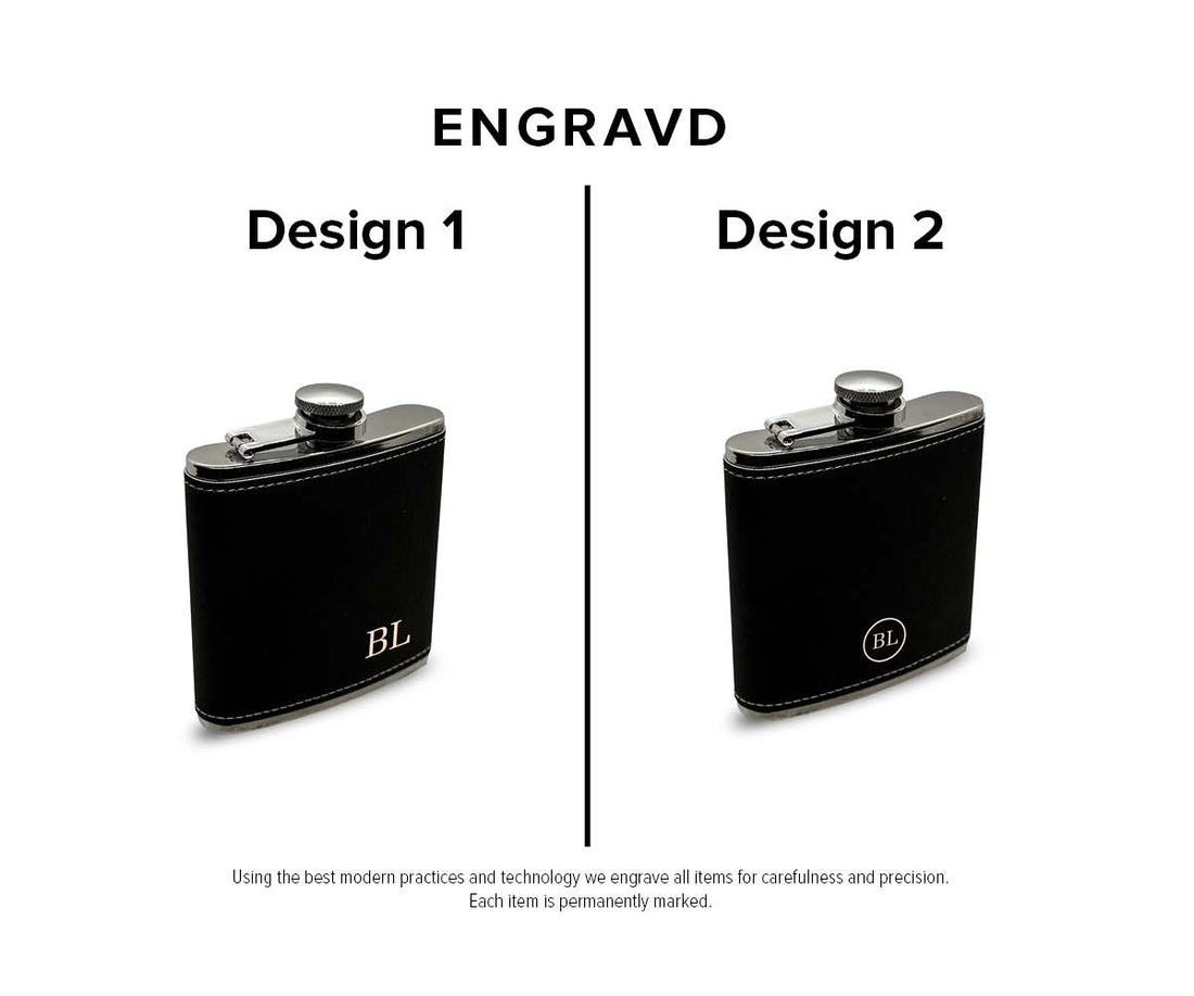 Engravd Hip Flask set: Design 1 | Engravd Co | Personalised Jewellery | Bracelets, Necklaces, Cufflinks, Hip Flasks
