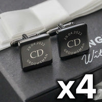 4 x Engravd Square Custom Cuff links : Groomsman sets | Engravd Co | Personalised Jewellery | Bracelets, Necklaces, Cufflinks, Hip Flasks