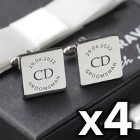 4 x Engravd Square Custom Cuff links : Groomsman sets | Engravd Co | Personalised Jewellery | Bracelets, Necklaces, Cufflinks, Hip Flasks
