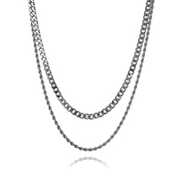 Silver Cuban Link + Rope Chain Stack | Engravd Co | Personalised Jewellery | Bracelets, Necklaces, Cufflinks, Hip Flasks