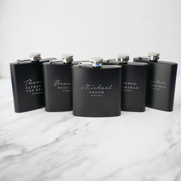 Engravd 5 x Hip Flask sets - Name/Title/Date