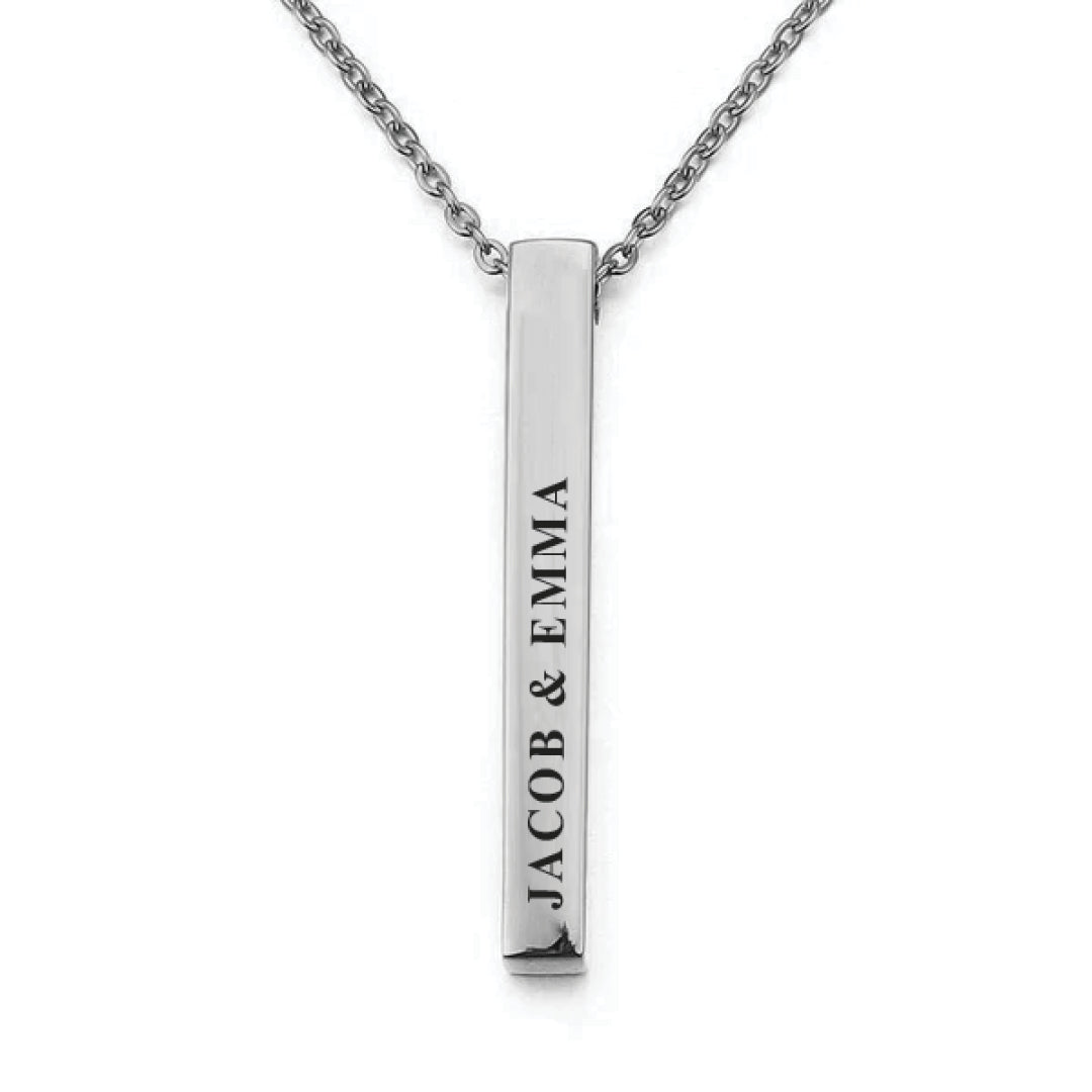 Silver Engravd 3D Bar Necklace | Engravd Co | Personalised Jewellery | Bracelets, Necklaces, Cufflinks, Hip Flasks