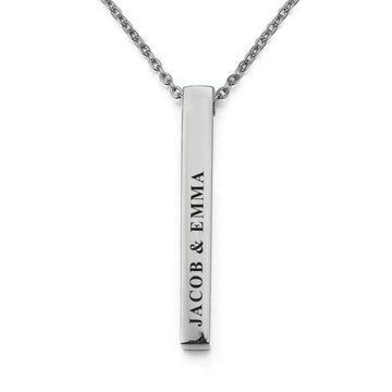 Silver Engravd 3D Bar Necklace | Engravd Co | Personalised Jewellery | Bracelets, Necklaces, Cufflinks, Hip Flasks