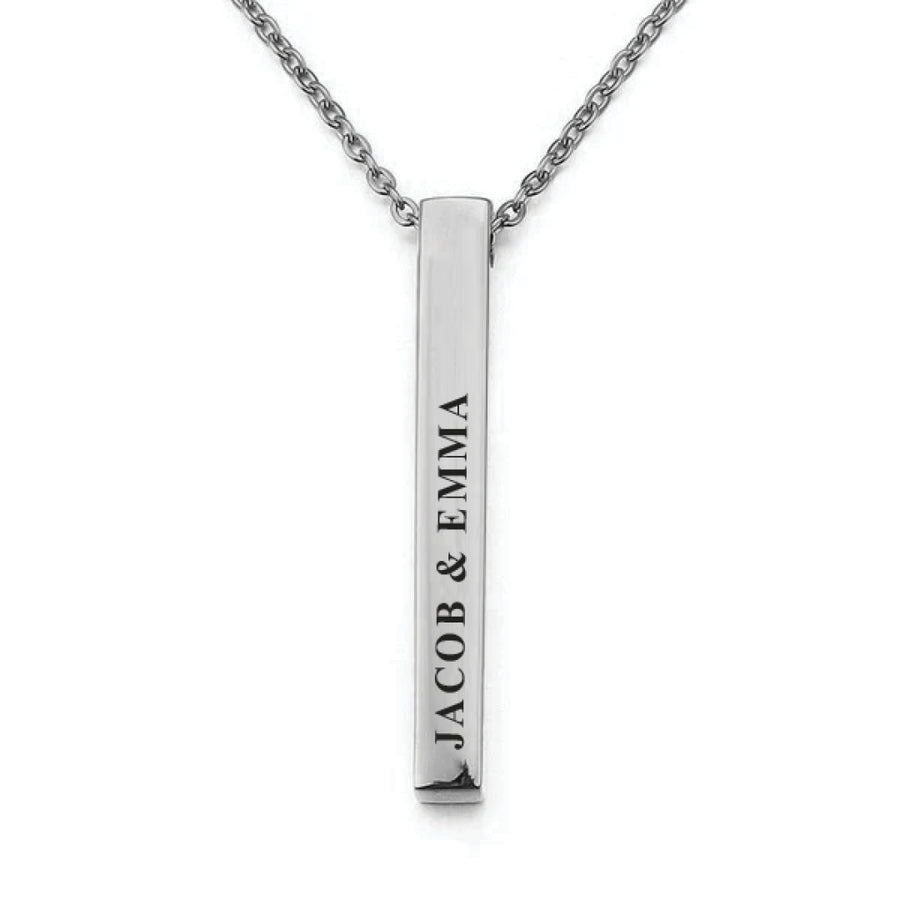 Silver Engravd 3D Bar Necklace | Engravd Co | Personalised Jewellery | Bracelets, Necklaces, Cufflinks, Hip Flasks