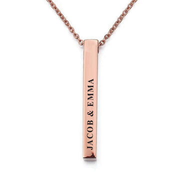 Rose Gold Engravd 3D Bar Necklace | Engravd Co | Personalised Jewellery | Bracelets, Necklaces, Cufflinks, Hip Flasks