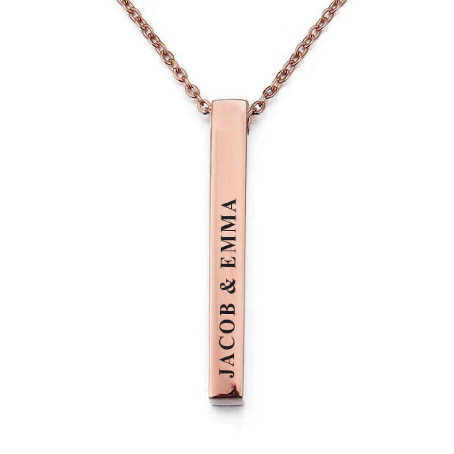 Rose Gold Engravd 3D Bar Necklace | Engravd Co | Personalised Jewellery | Bracelets, Necklaces, Cufflinks, Hip Flasks