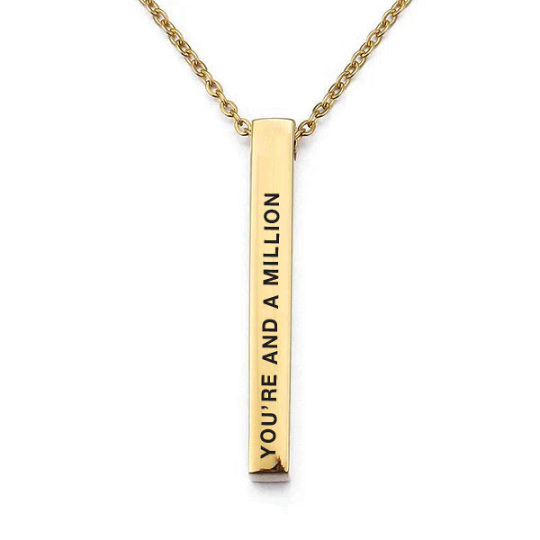 Gold Engravd 3D Bar Necklace | Engravd Co | Personalised Jewellery | Bracelets, Necklaces, Cufflinks, Hip Flasks