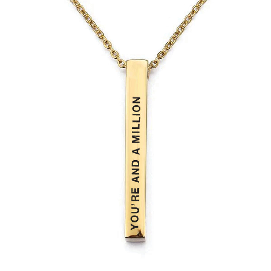 Gold Engravd 3D Bar Necklace | Engravd Co | Personalised Jewellery | Bracelets, Necklaces, Cufflinks, Hip Flasks