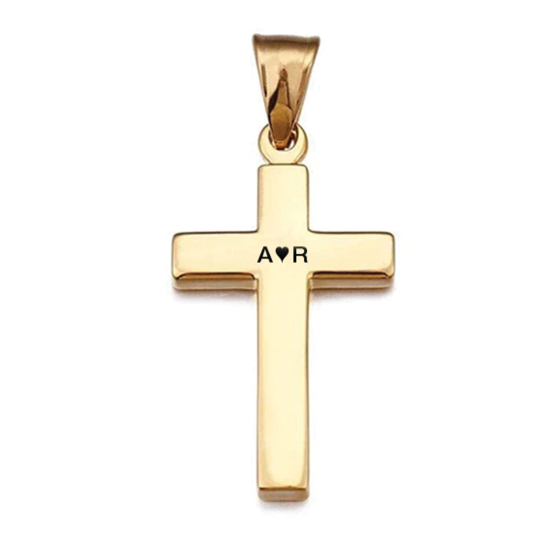 Gold Engravd Cross Necklace