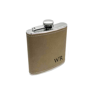 Engravd Light Brown Leatherette Hip Flask | Engravd Co | Personalised Jewellery | Bracelets, Necklaces, Cufflinks, Hip Flasks