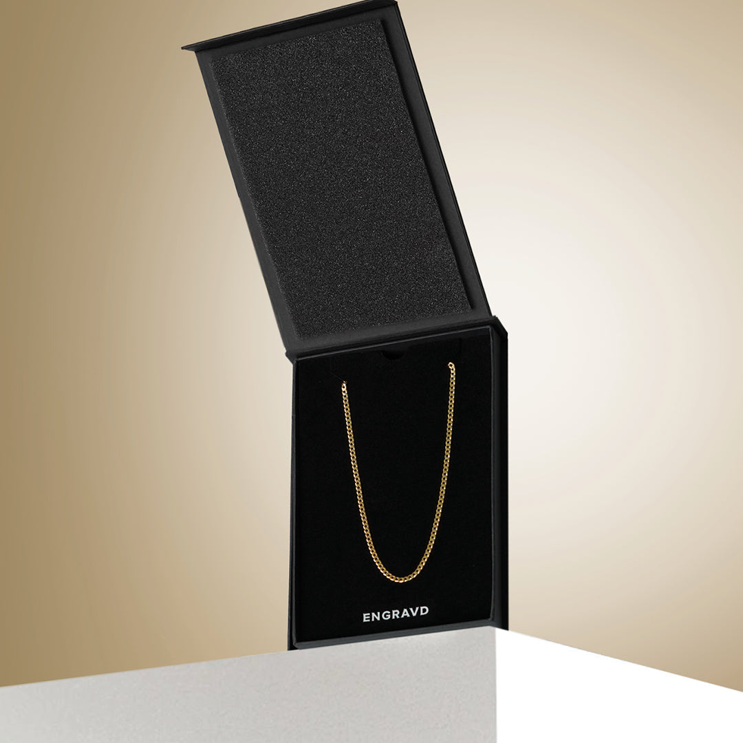 925 Sterling Gold Cuban Chain - 3mm | Engravd Co | Personalised Jewellery | Bracelets, Necklaces, Cufflinks, Hip Flasks