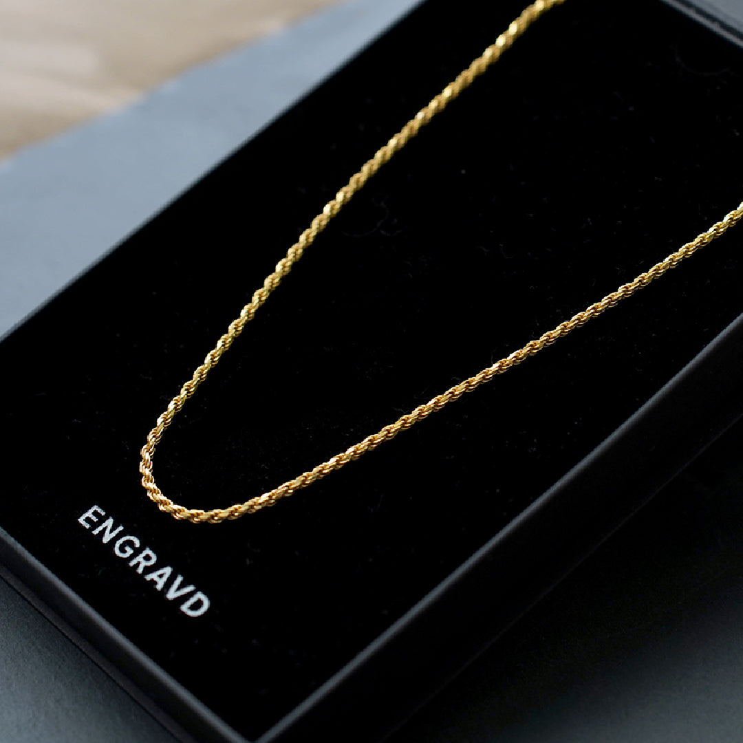 925 Sterling Gold Rope Chain - 3mm | Engravd Co | Personalised Jewellery | Bracelets, Necklaces, Cufflinks, Hip Flasks