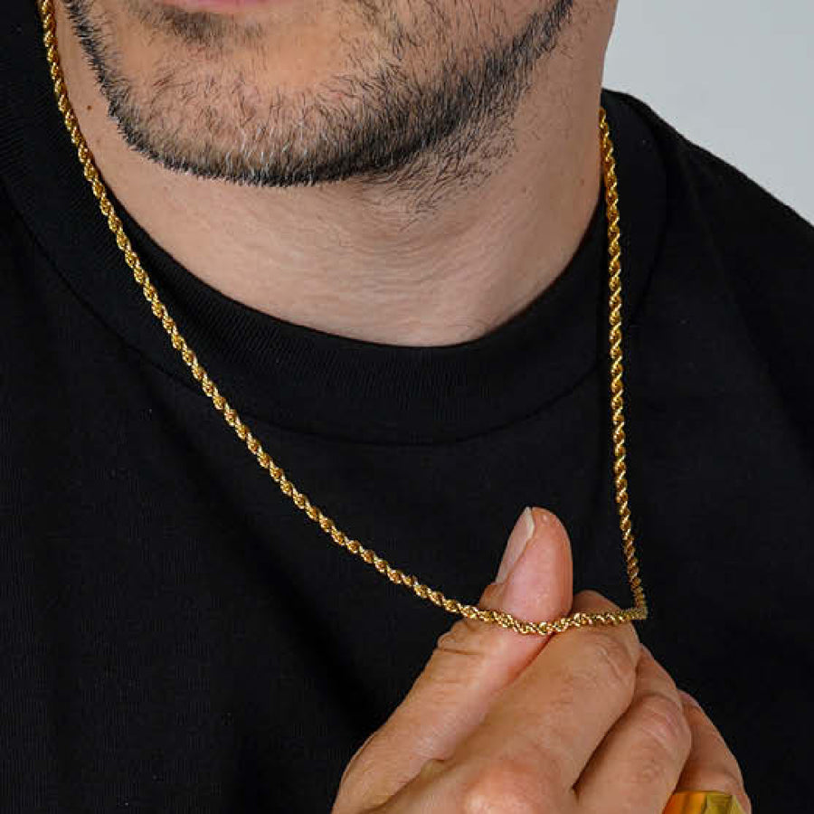 925 Sterling Gold Rope Chain - 3mm | Engravd Co | Personalised Jewellery | Bracelets, Necklaces, Cufflinks, Hip Flasks