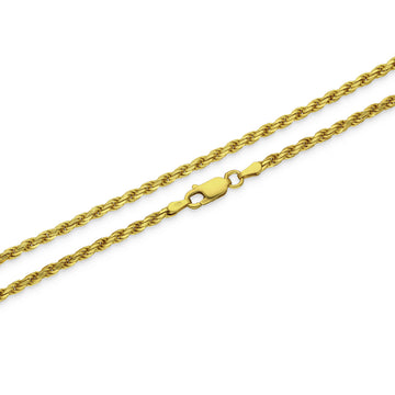 925 Sterling Gold Rope Chain - 3mm | Engravd Co | Personalised Jewellery | Bracelets, Necklaces, Cufflinks, Hip Flasks