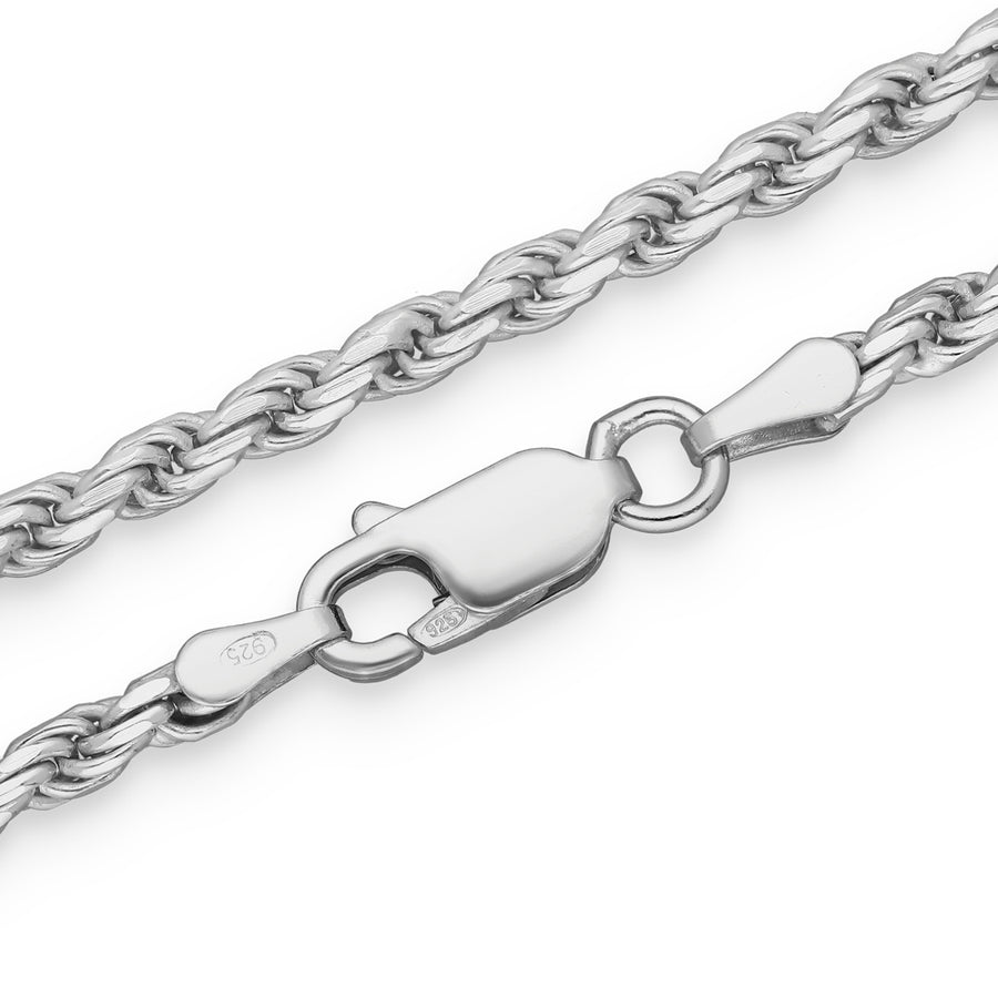 925 Sterling Silver Rope Chain - 3mm | Engravd Co | Personalised Jewellery | Bracelets, Necklaces, Cufflinks, Hip Flasks