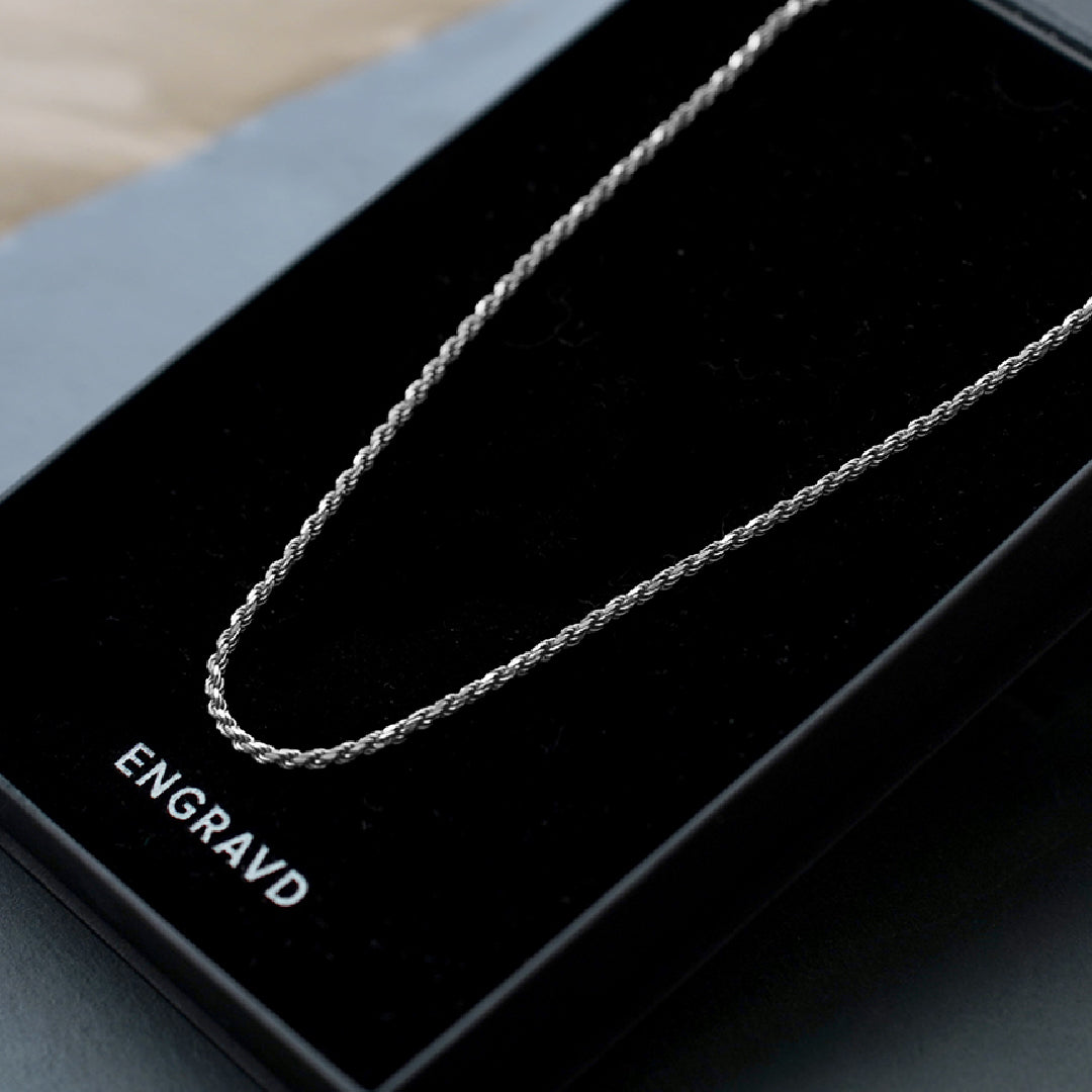 925 Sterling Silver Rope Chain - 3mm | Engravd Co | Personalised Jewellery | Bracelets, Necklaces, Cufflinks, Hip Flasks
