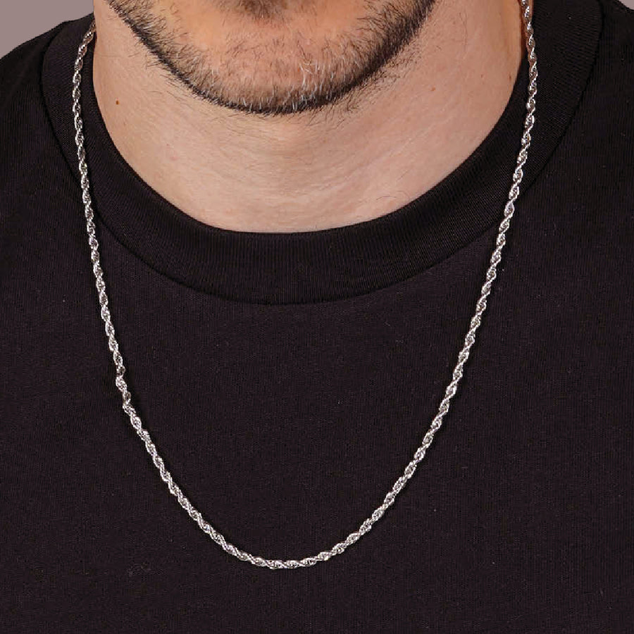 925 Sterling Silver Rope Chain - 3mm | Engravd Co | Personalised Jewellery | Bracelets, Necklaces, Cufflinks, Hip Flasks