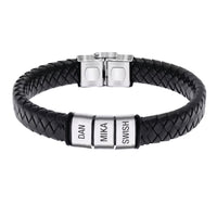 Personalised Black Leather Bracelet