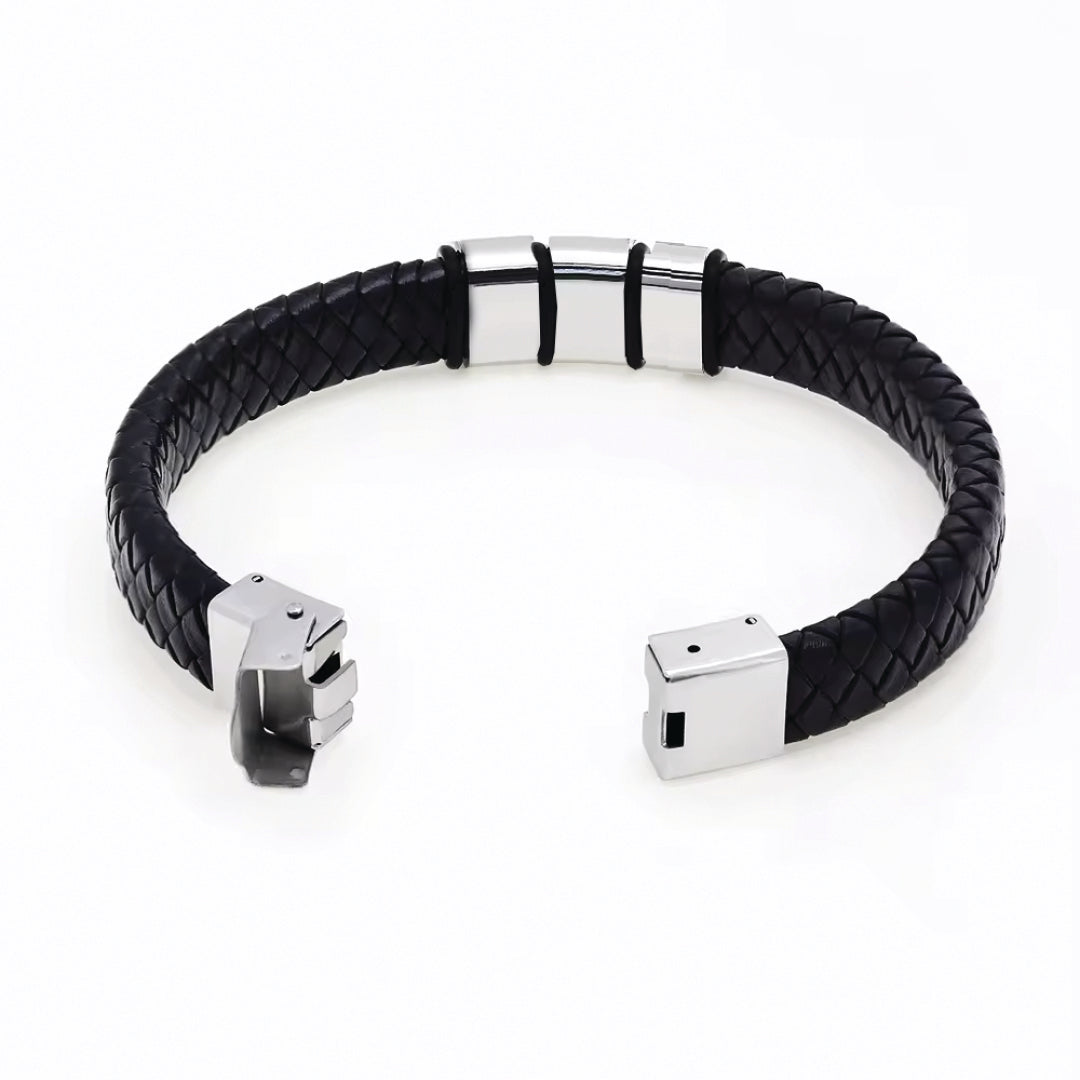 Personalised Black Leather Bracelet