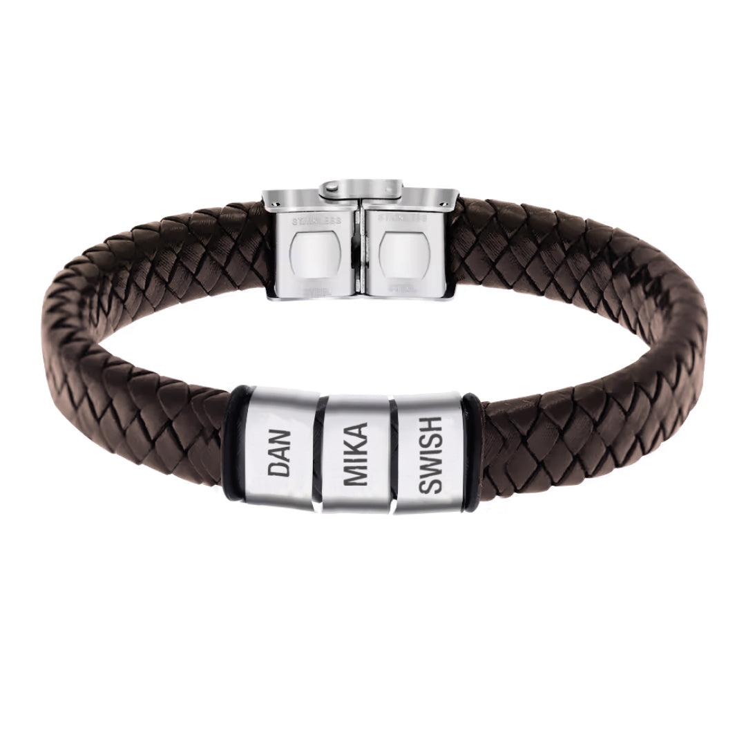 Personalised Brown Leather Bracelet