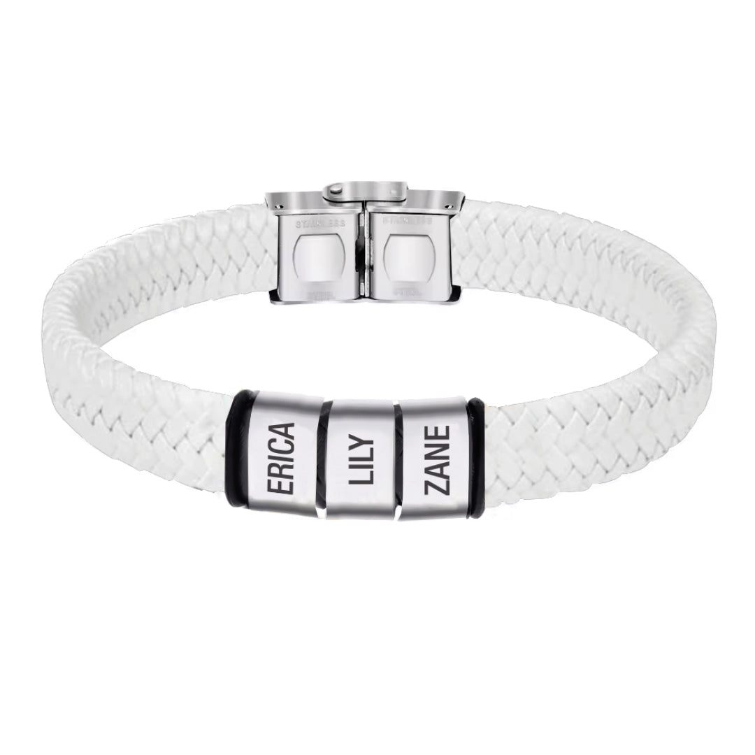 Personalised White Leather Bracelet