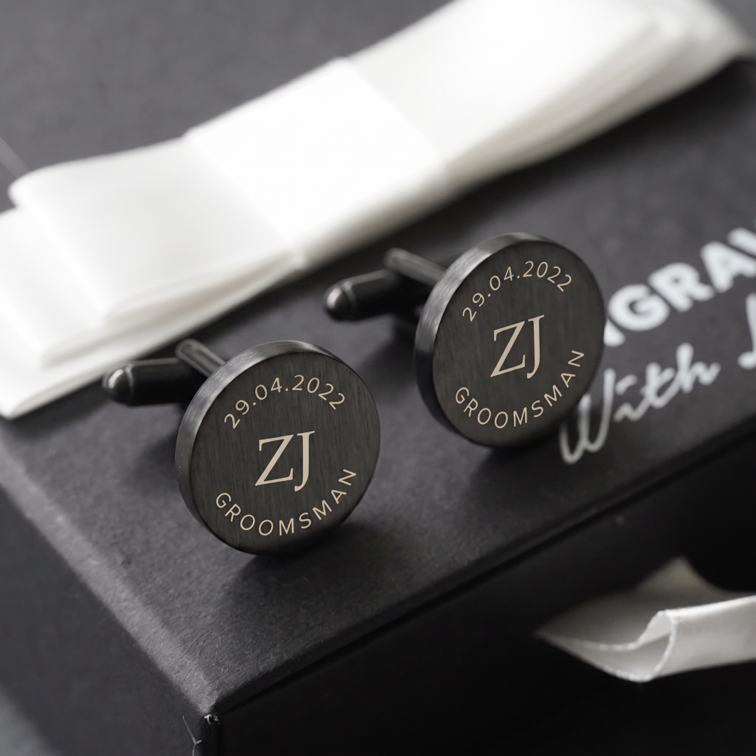 Engravd Round Custom Cuff link set: Design 1
