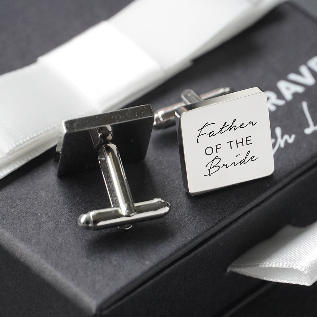 Engravd Square Custom Cuff link set: Title - Initials | Engravd Co | Personalised Jewellery | Bracelets, Necklaces, Cufflinks, Hip Flasks