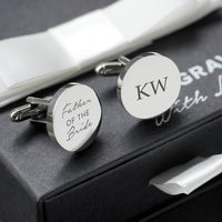 Engravd Round Custom Cuff link set: Title - Initials | Engravd Co | Personalised Jewellery | Bracelets, Necklaces, Cufflinks, Hip Flasks