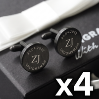 4 x Engravd Square Custom Cuff links : Groomsman sets
