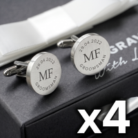 4 x Engravd Square Custom Cuff links : Groomsman sets