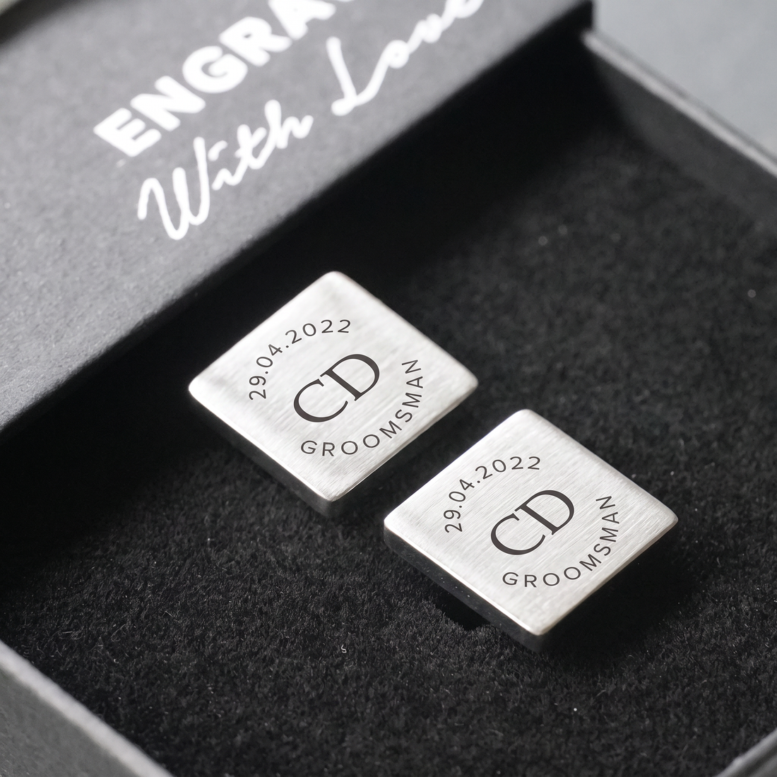 Engravd Square Custom Cuff link set: Design 5